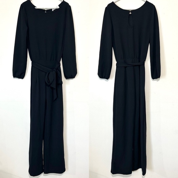 Nikki Lund Joy Black Long Sleeve Wide Leg Jumpsuit SIZE MEDIUM - Picture 2 of 9
